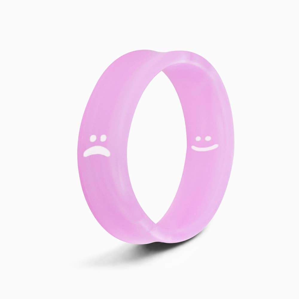 Flip Reversible Smile and Frown Ring Purple Marble