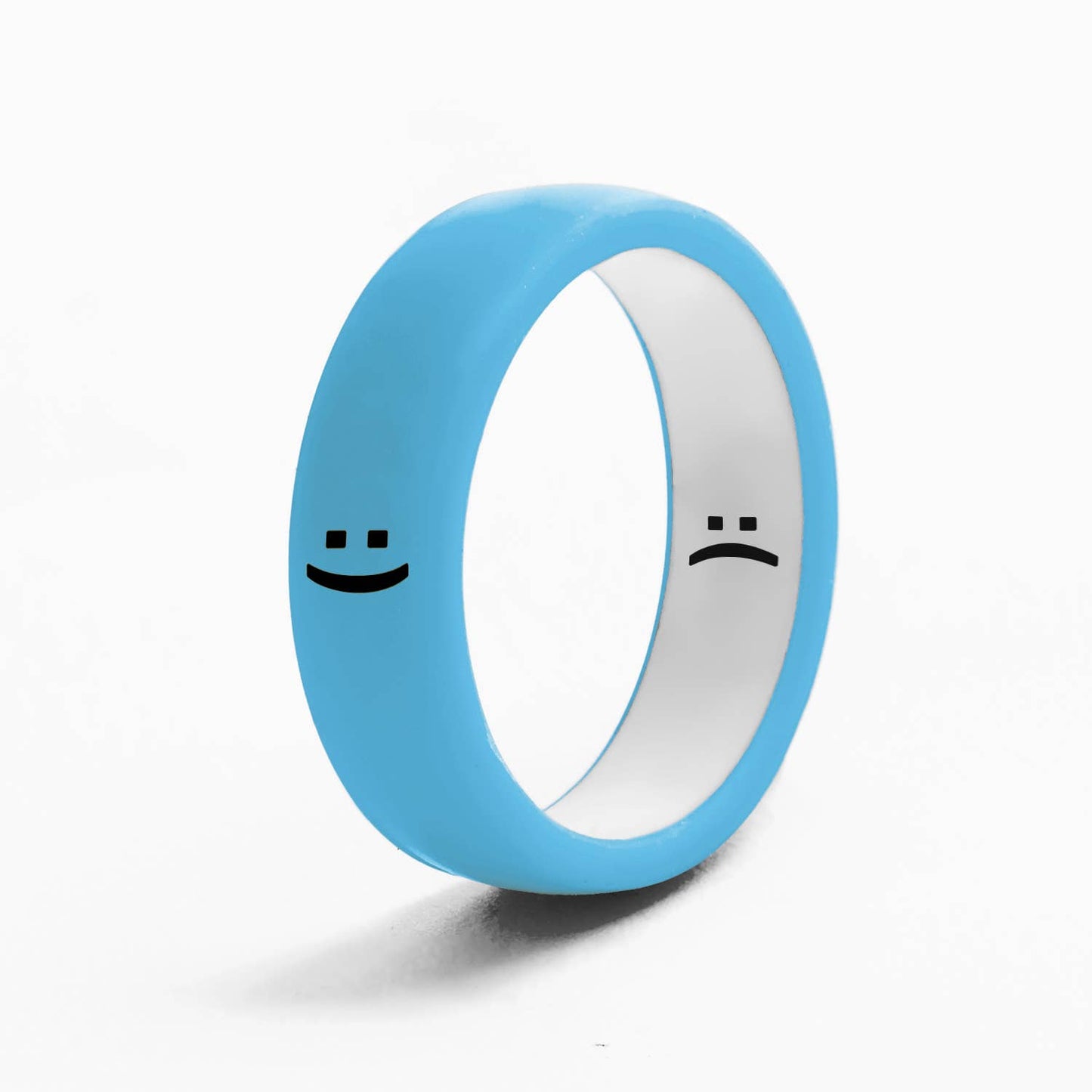 Flip Reversible Smile and Frown Ring Neon Blue