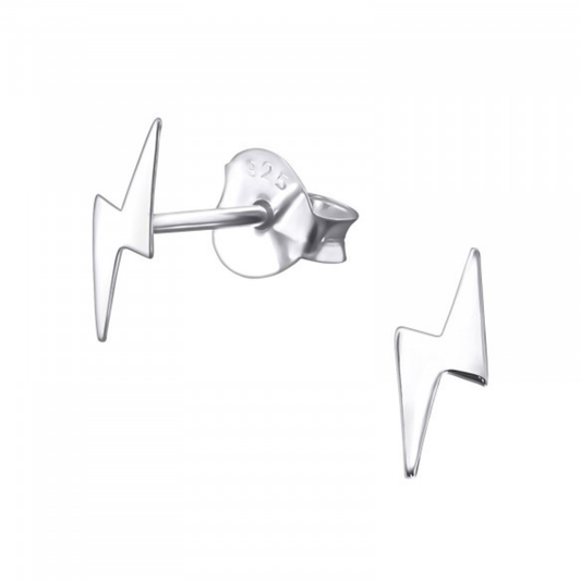 925 Sterling Silver Tiny Lightning Bolt Stud Earrings