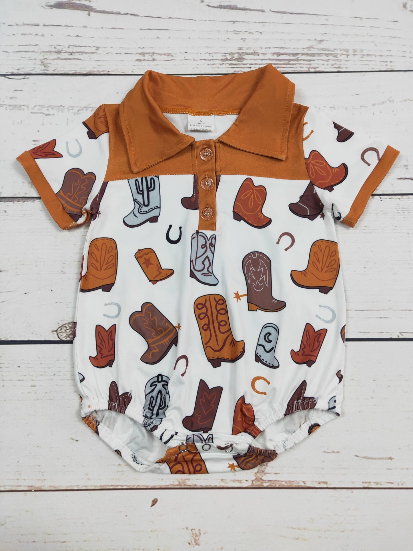 Brown Boots Printed Western Boys Bubble: 2T