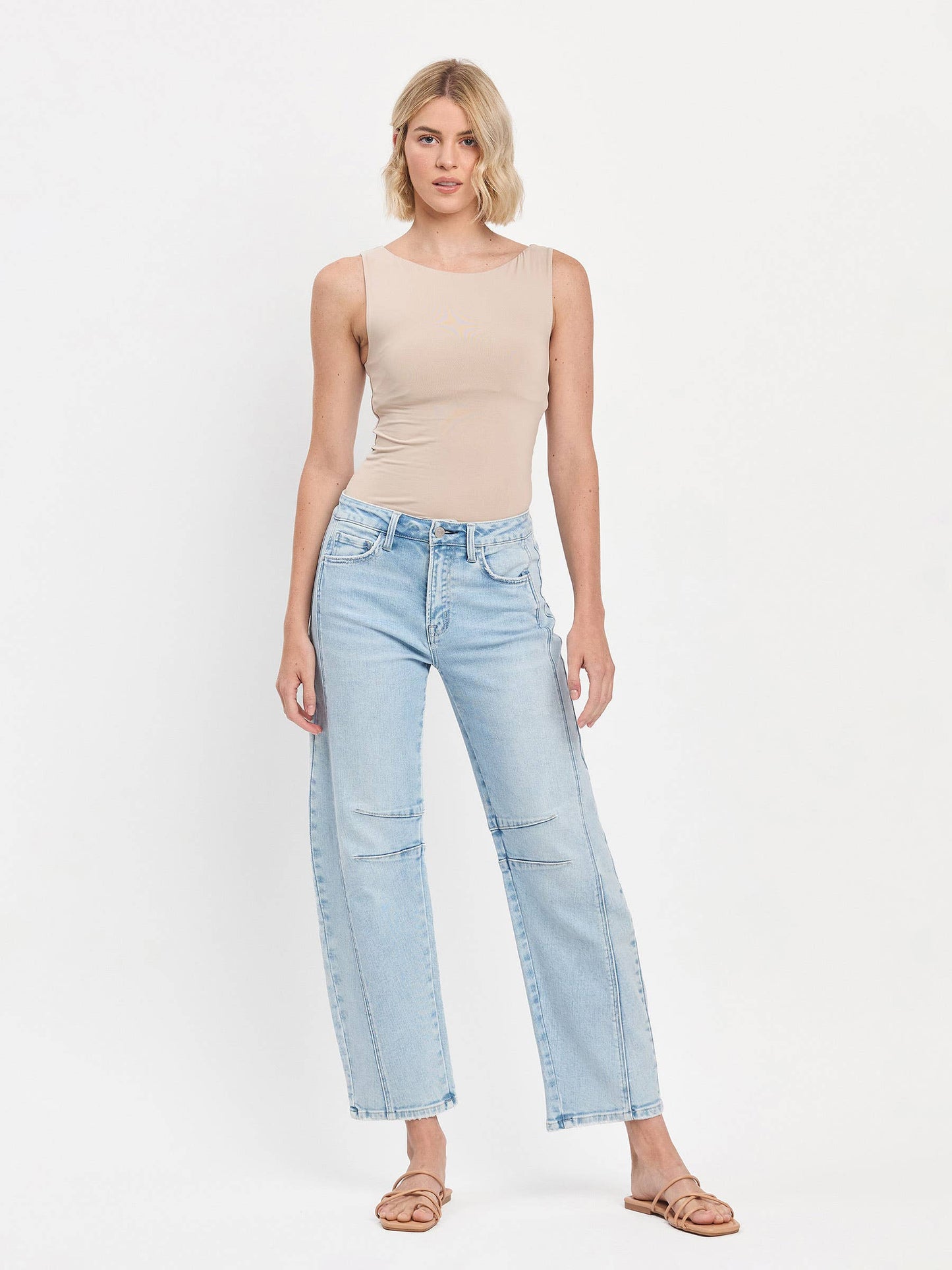 HIGH RISE LIGHT WASH BARREL LEG JEANS F5768LT: NORTHERN LIGHTS / 27