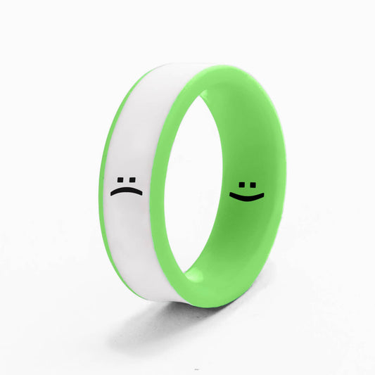 Flip Reversible Smile and Frown Ring Neon Green