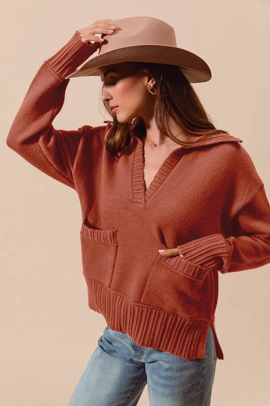 Flap Collar Sweater Pullover Top