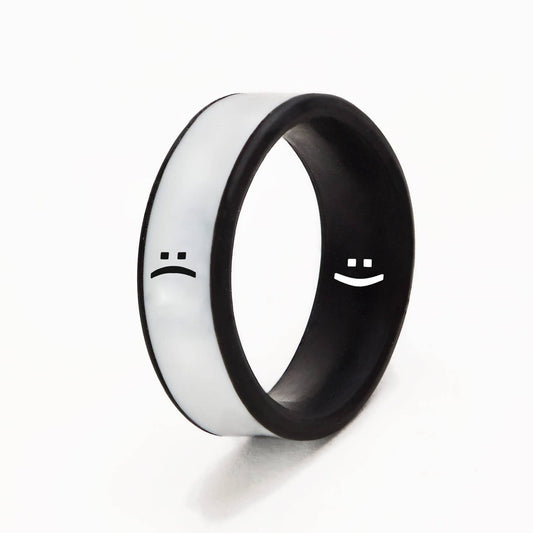 Flip Reversible Smile and Frown Ring Black