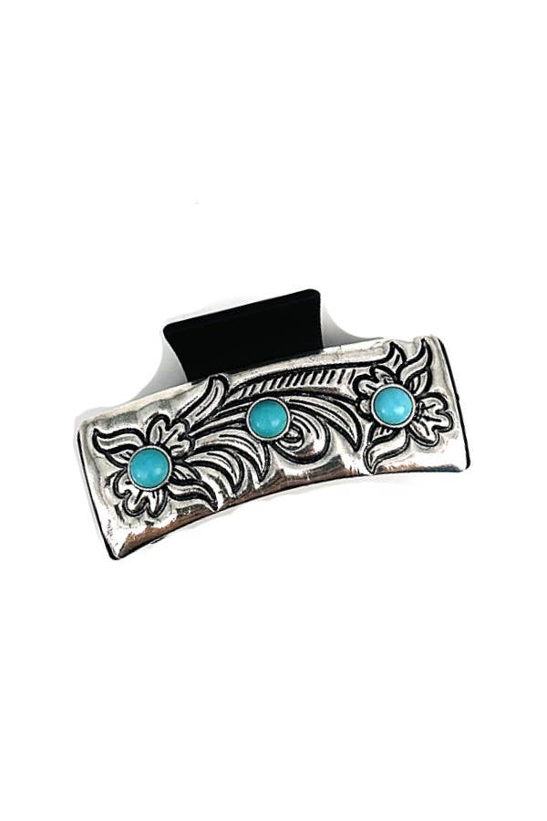 WESTERN STYLE TURQUOISE CASTING HAIR CLAW