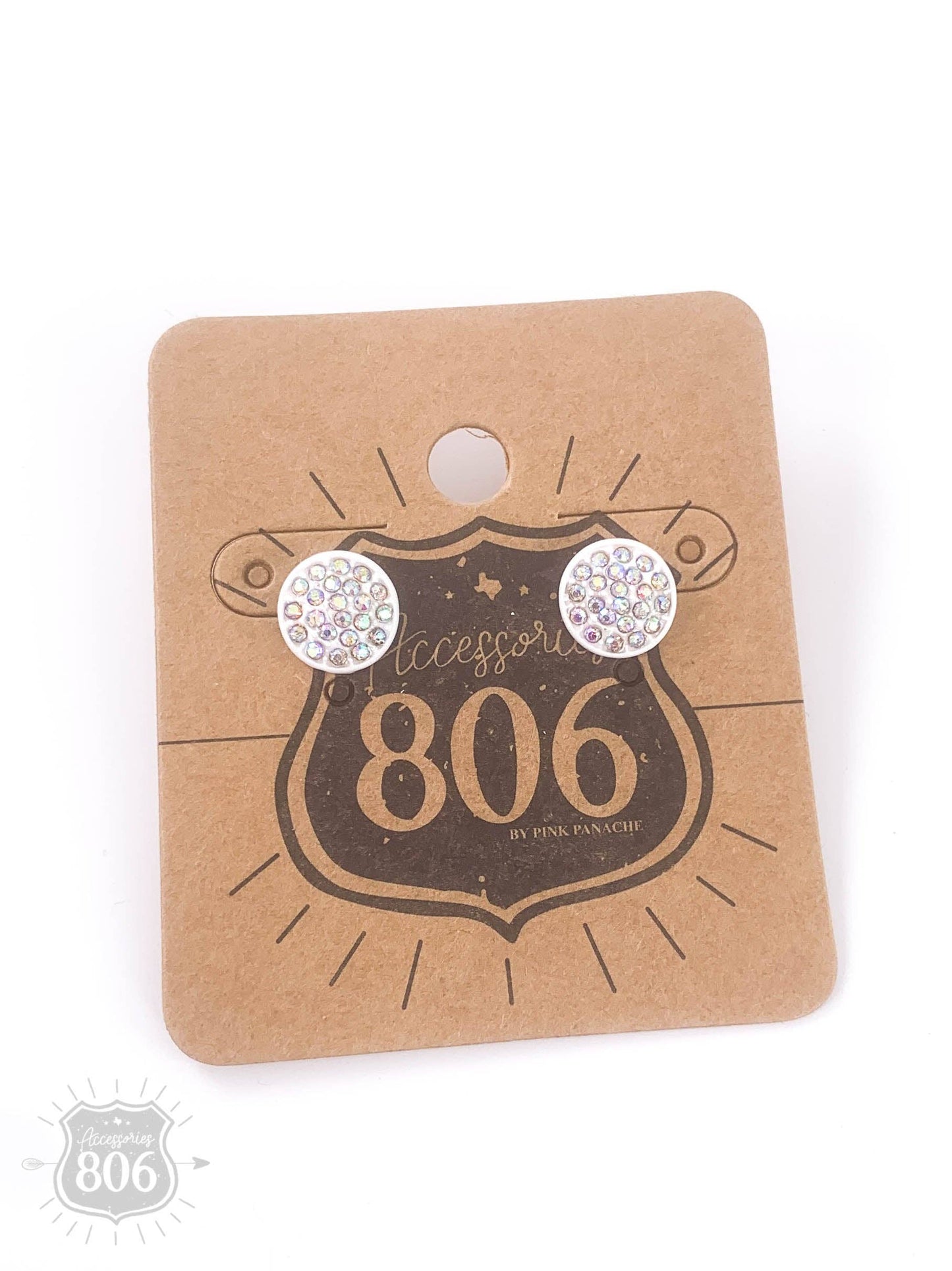 Rhinestone post earring 806-E310: Pink