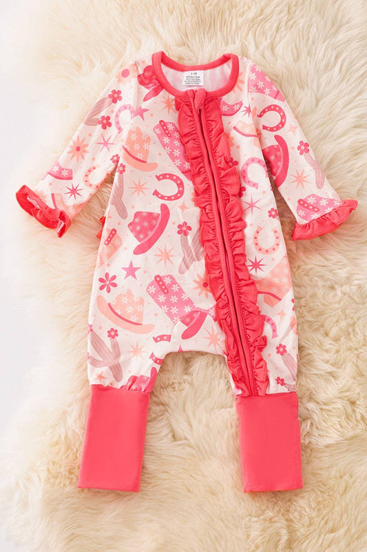 Western cactus, hat printed girls bodysuit .RPG53363 Jean: 12-18M