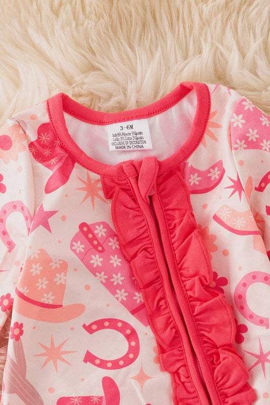 Western cactus, hat  printed girls bodysuit .RPG53363 Jean: 6-12M