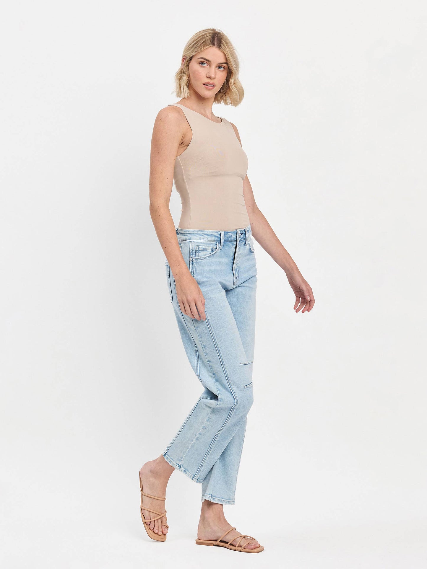 HIGH RISE LIGHT WASH BARREL LEG JEANS F5768LT: NORTHERN LIGHTS / 30