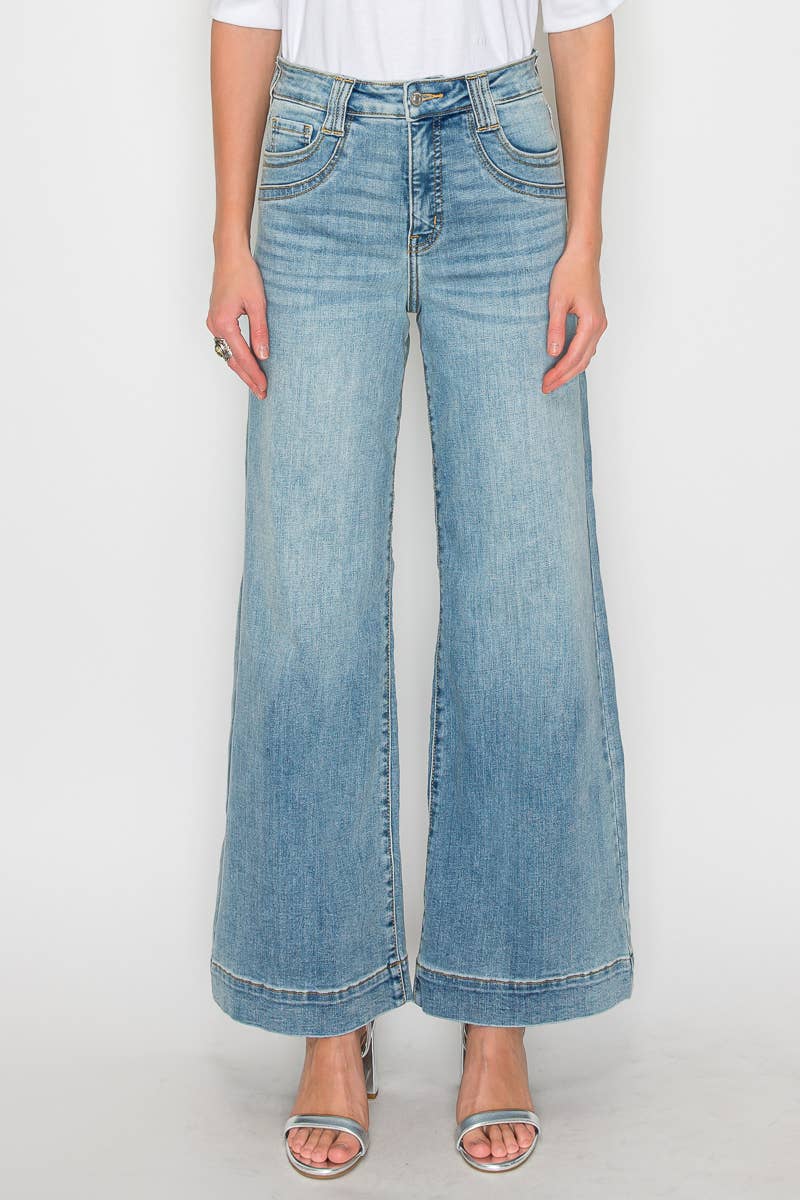 TUMMY CONTROL HIGH RISE A LINE WIDE LEG JEAN: 5 (26)