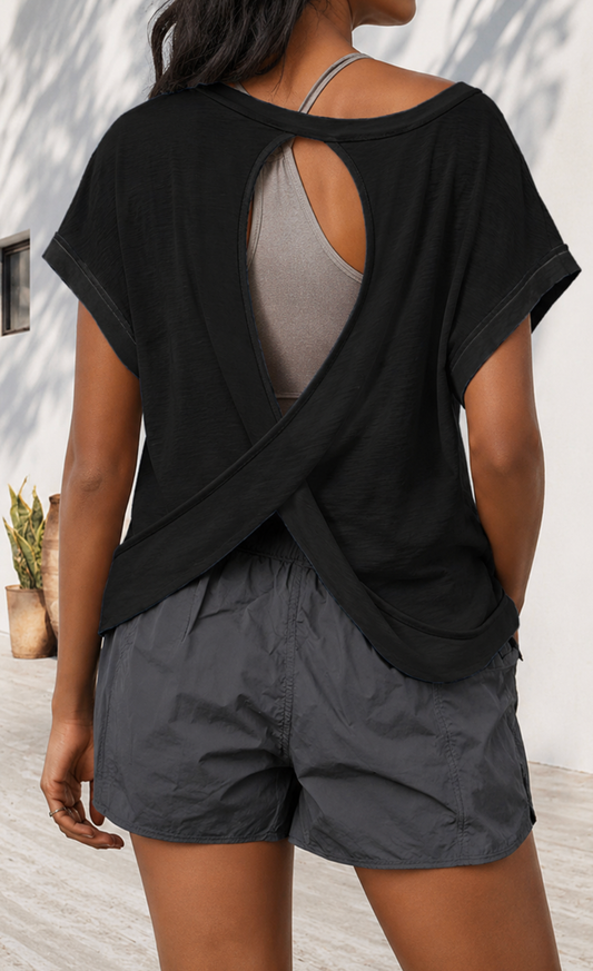 Black Cross-Back Shirt: XS/Small