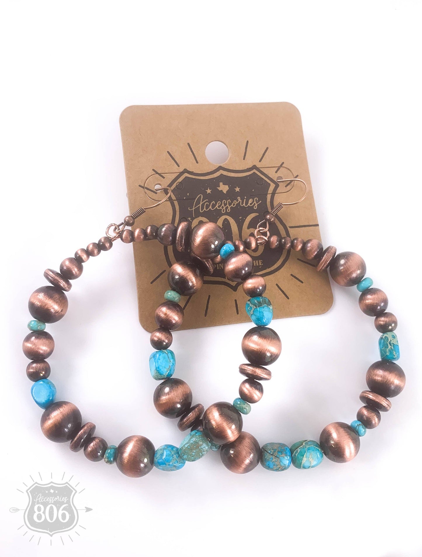 Beaded circle earring 806-E308: Turquoise