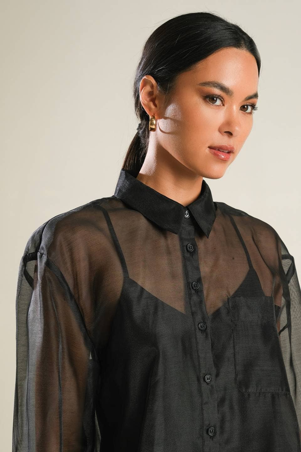 A solid organza top