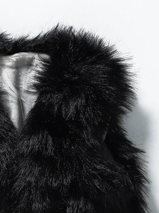 Black Fur Girls Winter Vest: 4T