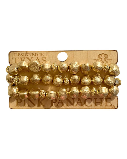 Gold nugget bead bracelet set 1CNC A318: AB