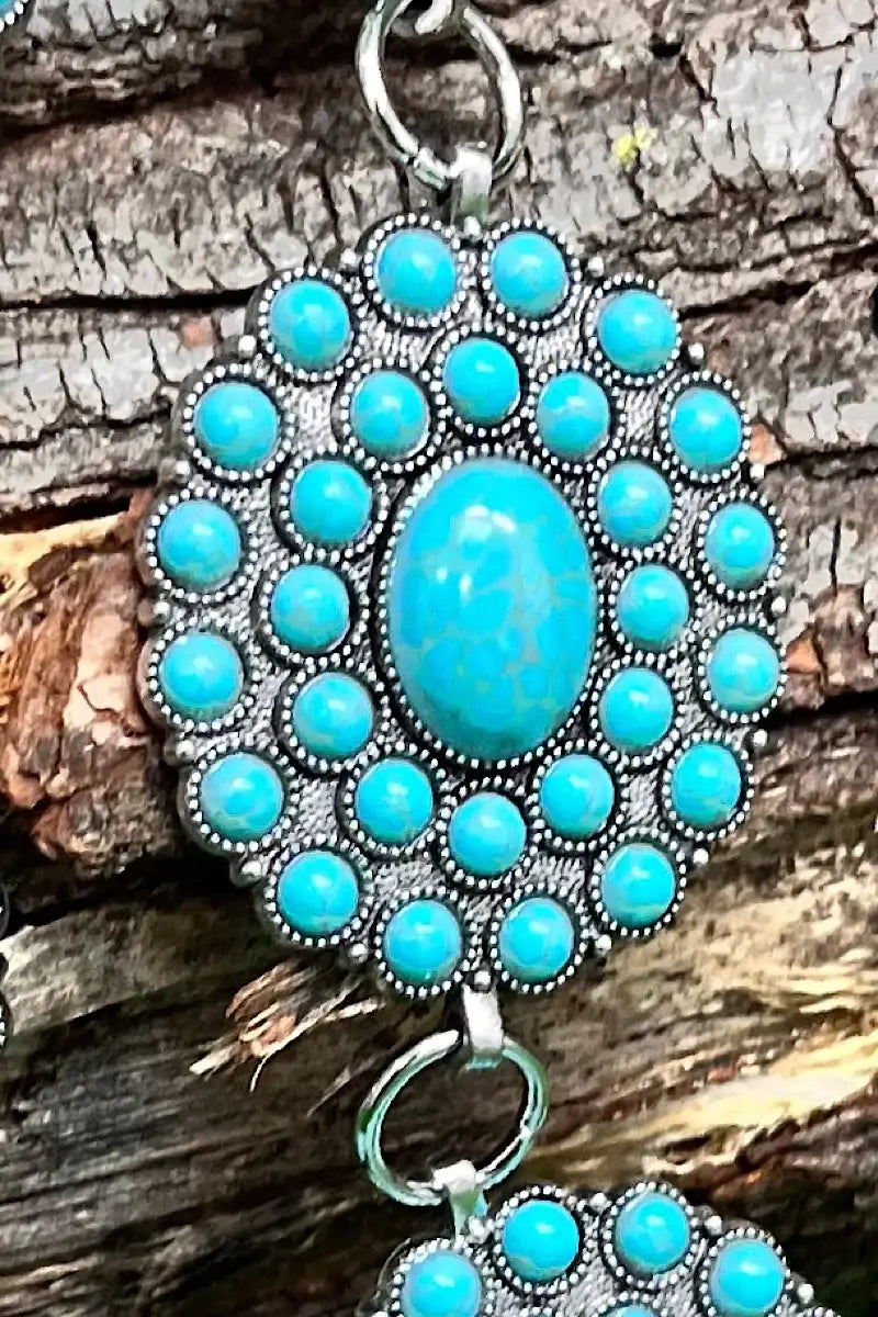 TURQUOISE CONCHO BELT. (37"LONG)