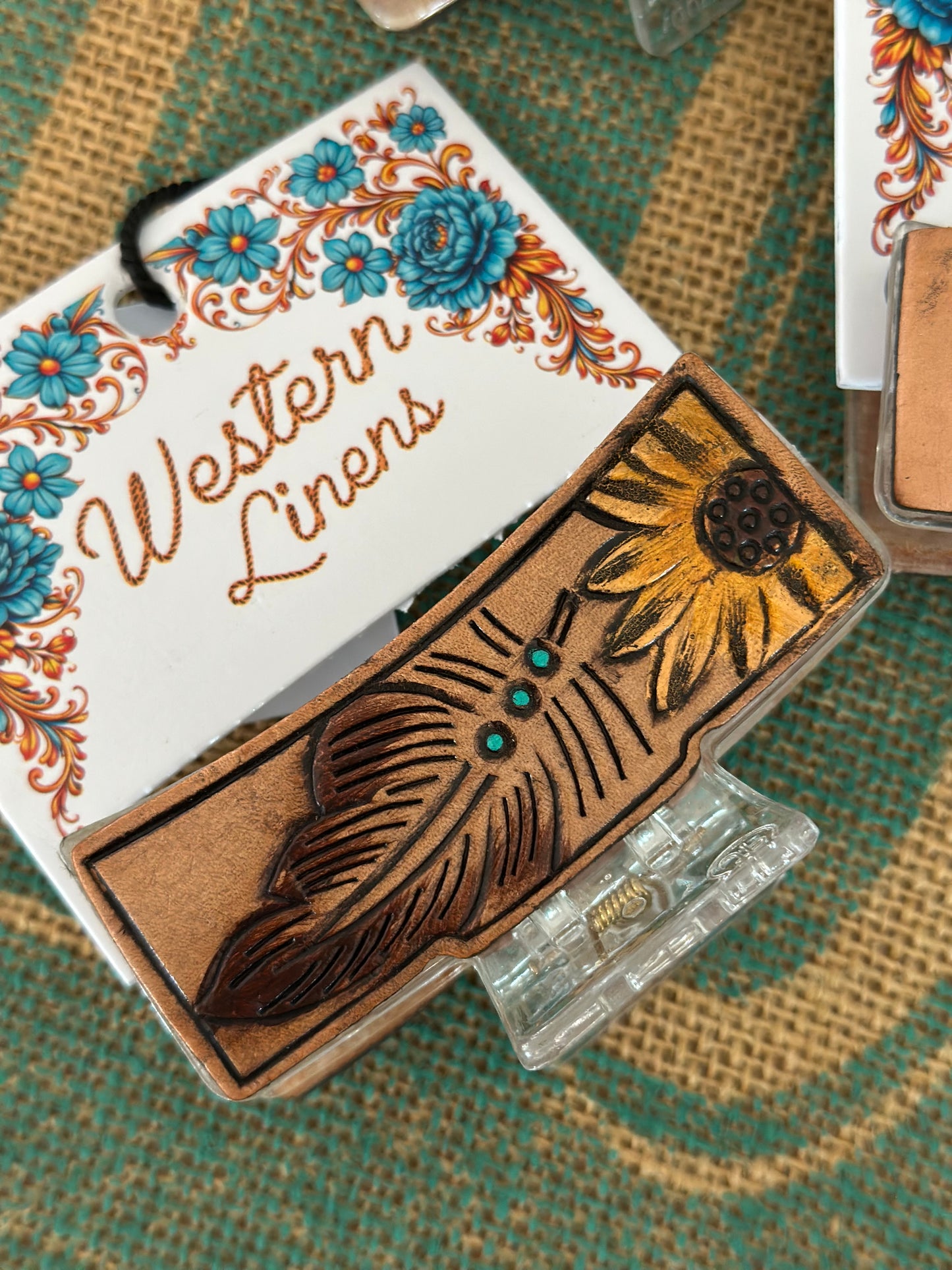 Leather Tooled Claw Clips!