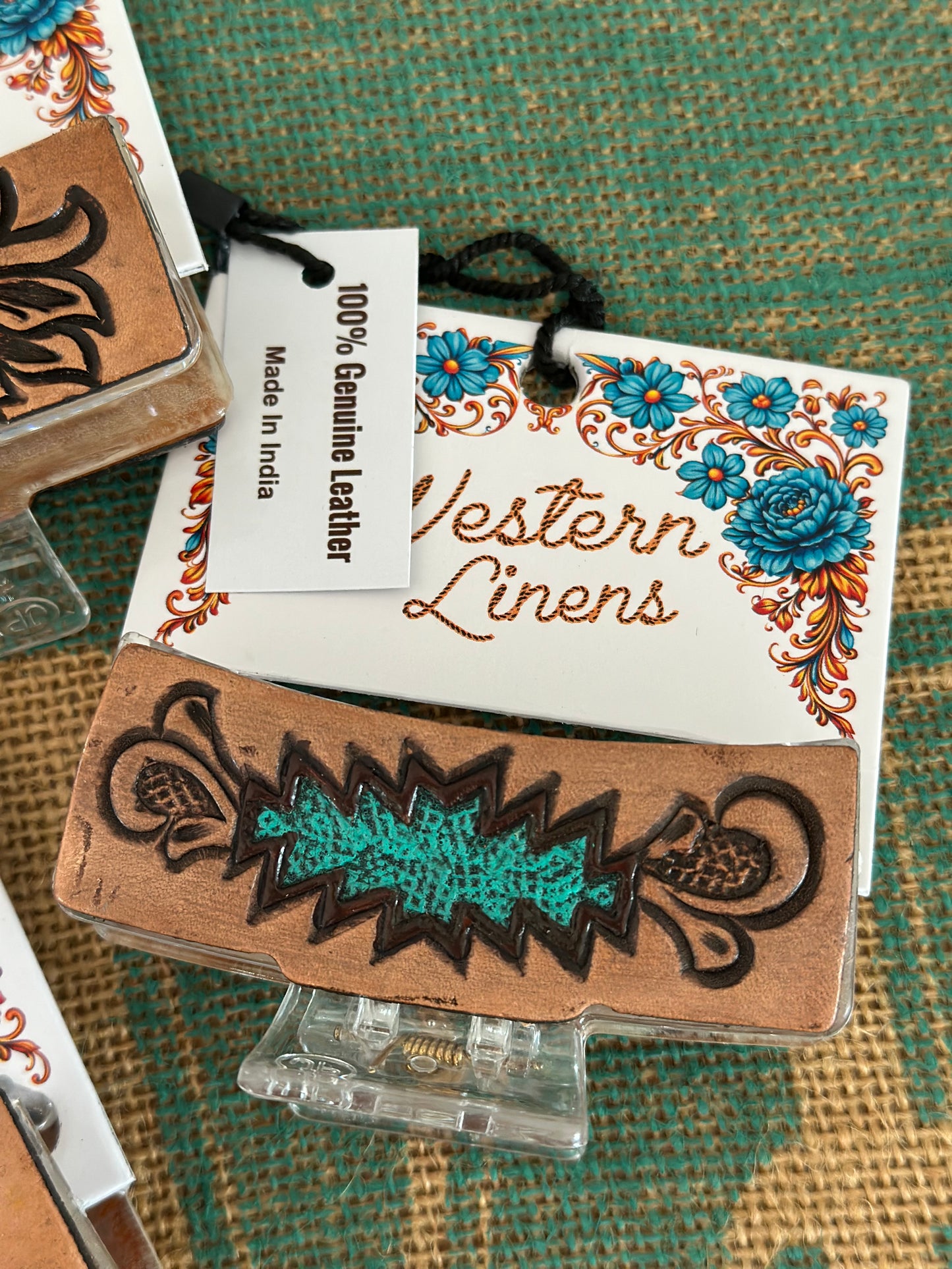 Leather Tooled Claw Clips!