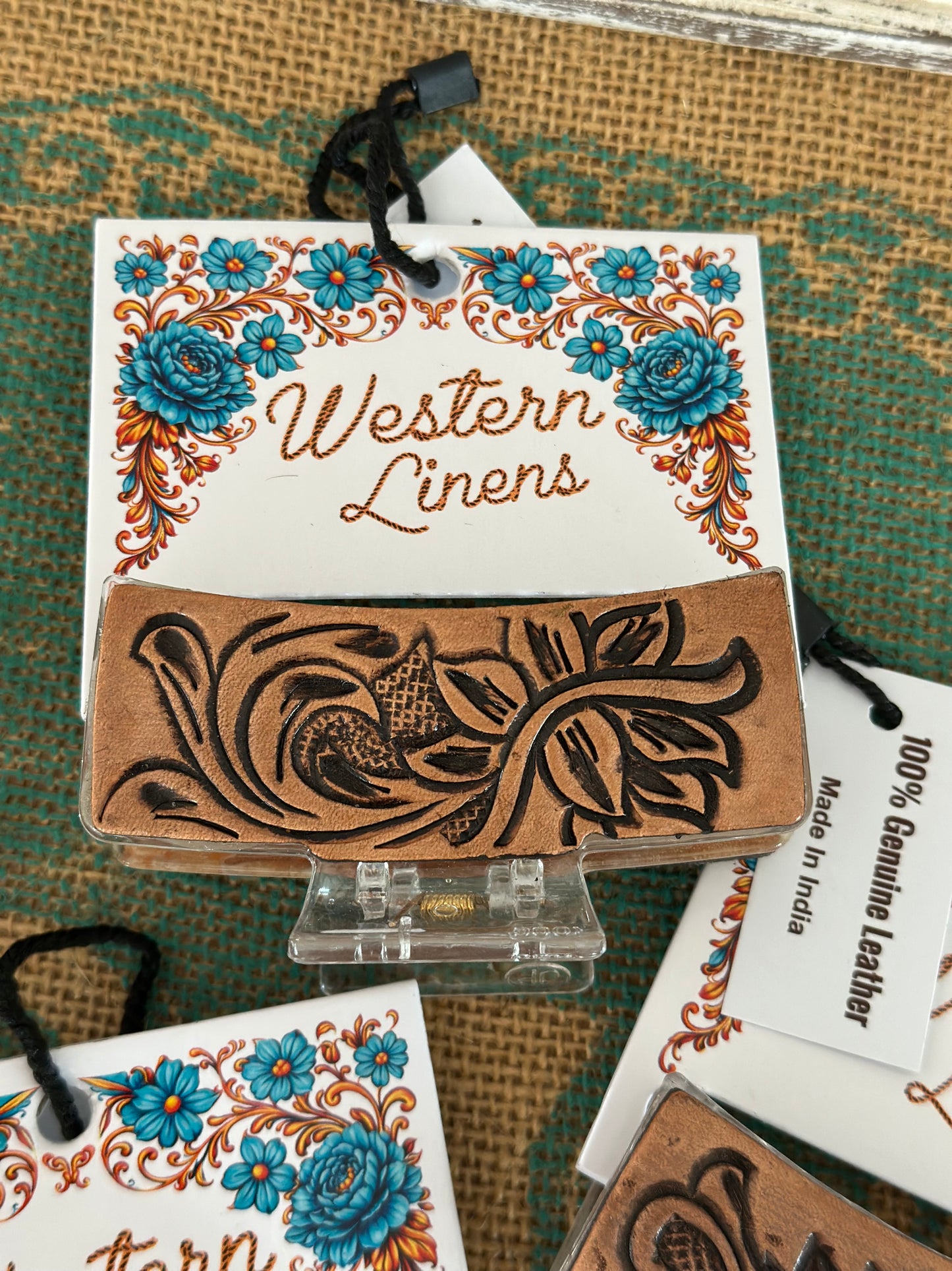 Leather Tooled Claw Clips!