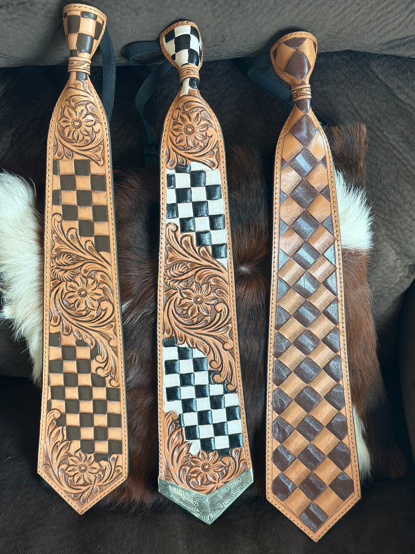 Leather Tooled Neck ties