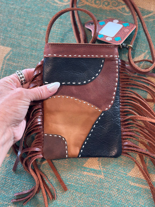 Patchwork leather crossbody
