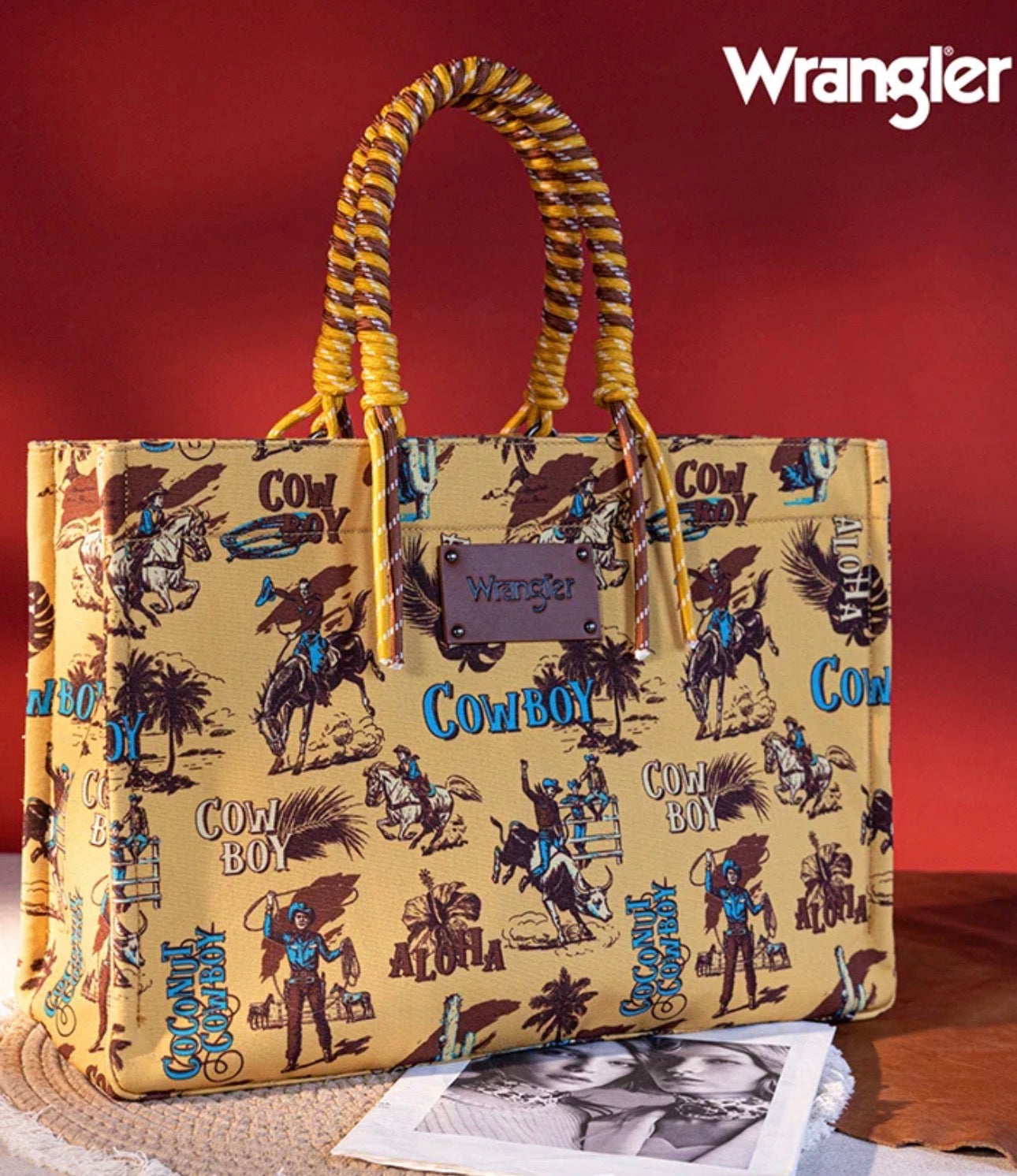 Wrangler Cowboy Print Tote Bag