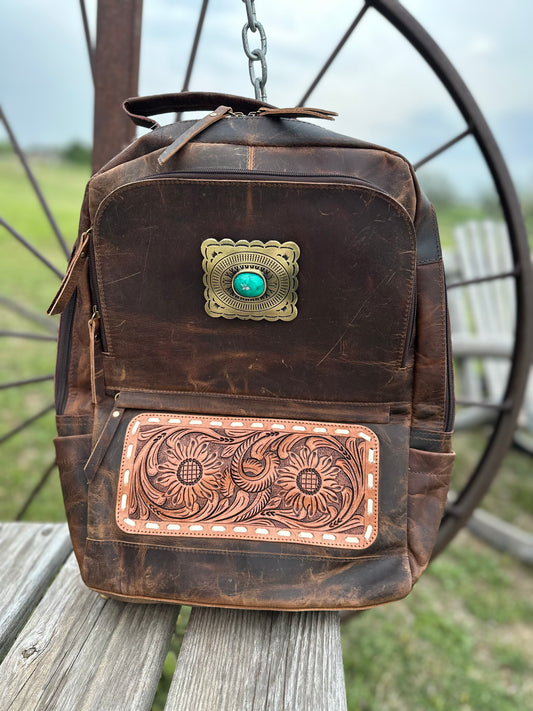 Gold Conch Leather Backpack