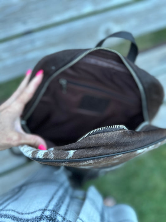 Cowhide fringe backpack