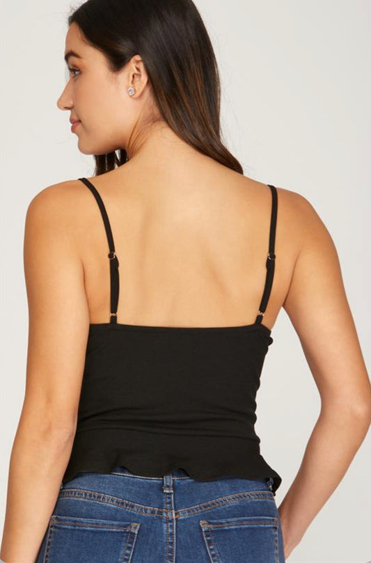Black tank with tie string