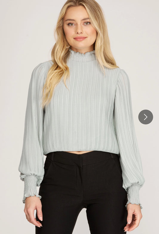 Pleated woven top