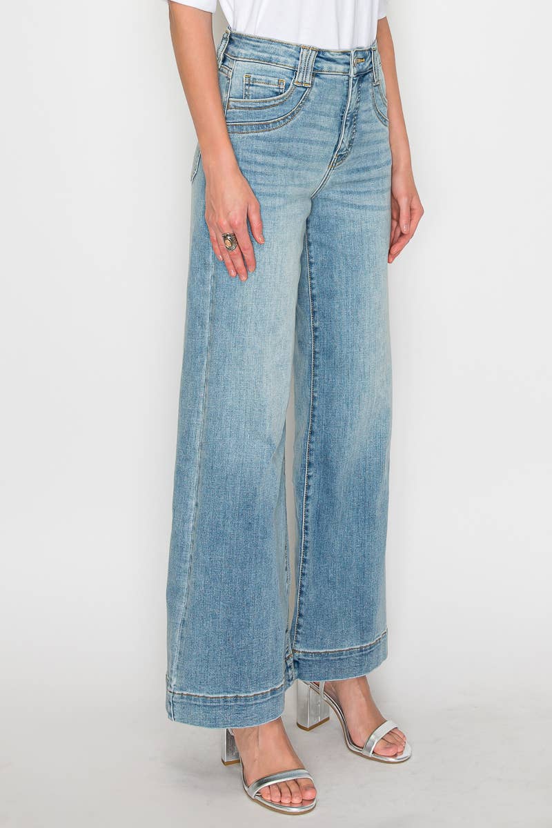 TUMMY CONTROL HIGH RISE A LINE WIDE LEG JEAN: 3 (25)