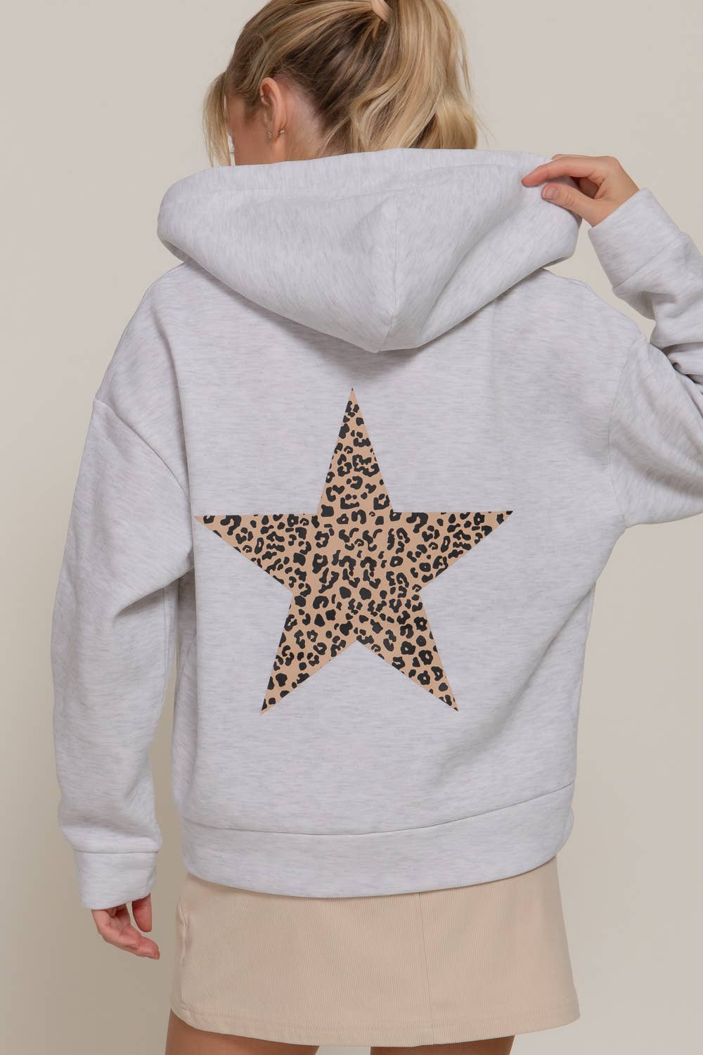 Long Sleeve Front & back Print Zip-Up Hoodie Jacket: BLU-dark blue / S