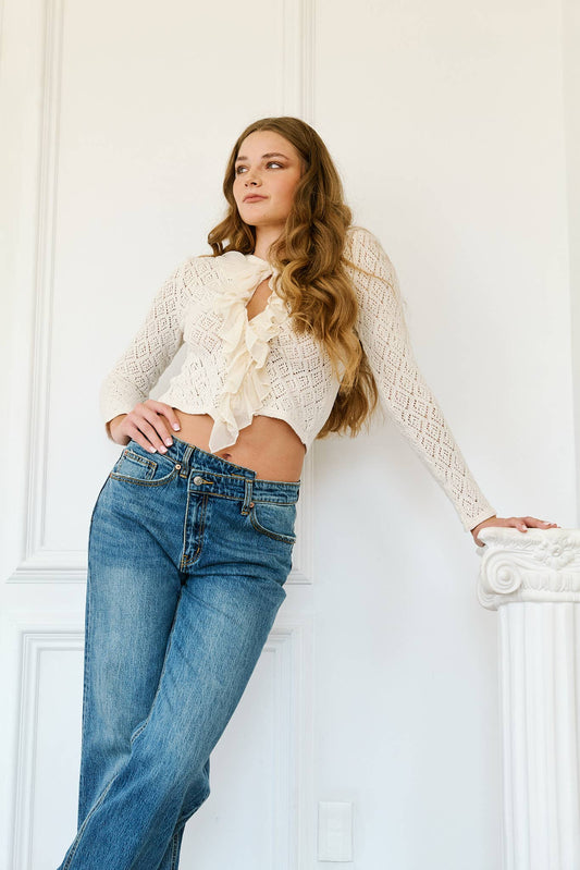 DUAL ACCENT CROSSOVER STRAIGHT LEG JEANS