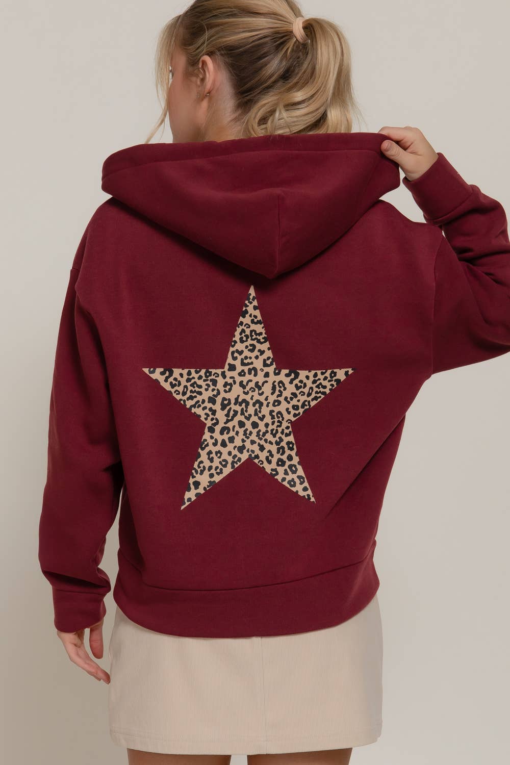 Long Sleeve Front & back Print Zip-Up Hoodie Jacket: BLU-dark blue / S