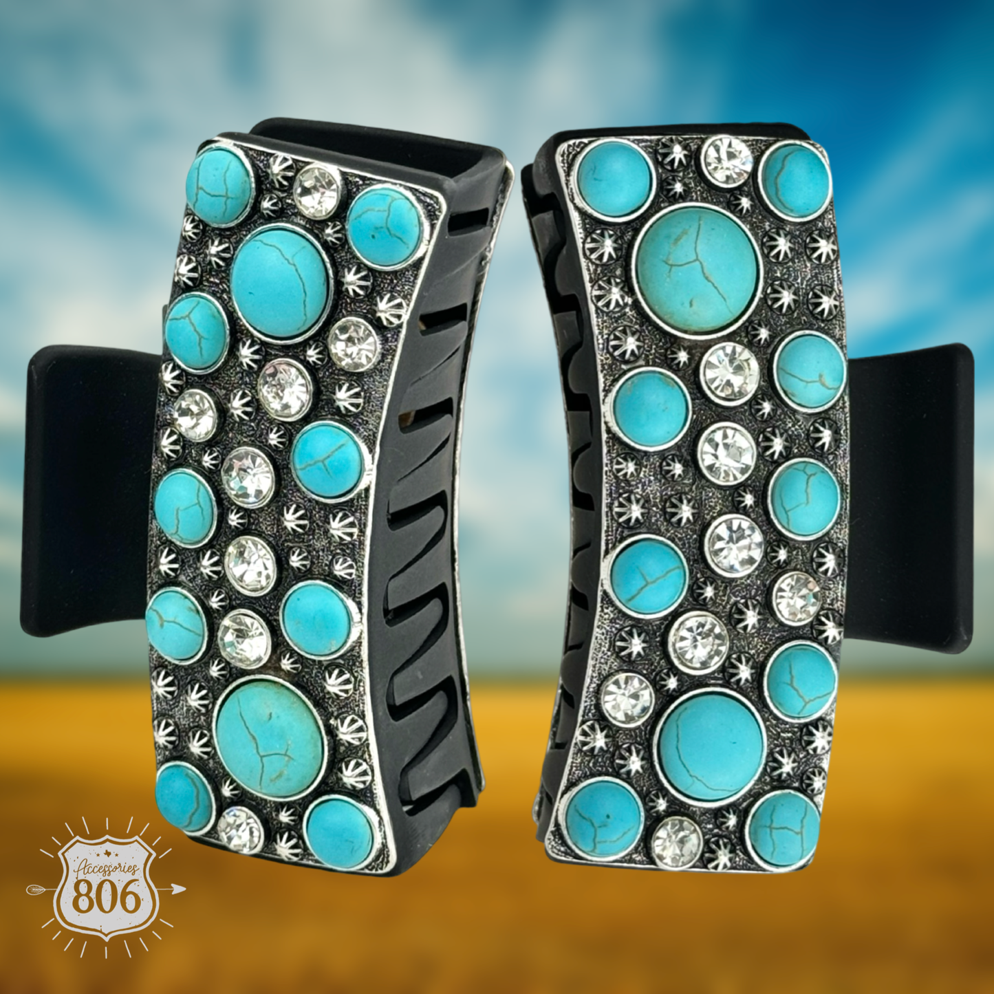 Western hair clip 806-HC114: Turquoise