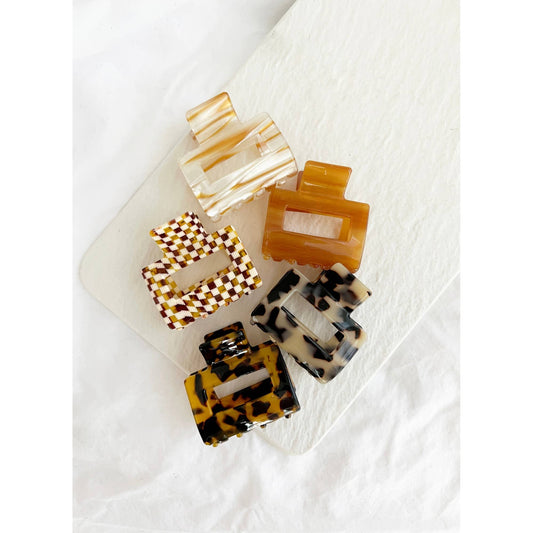 2-Inch Acetate Tortoise Hair Clips - CAMILA: CHOCOLATE CHECKERED / ONE SIZE