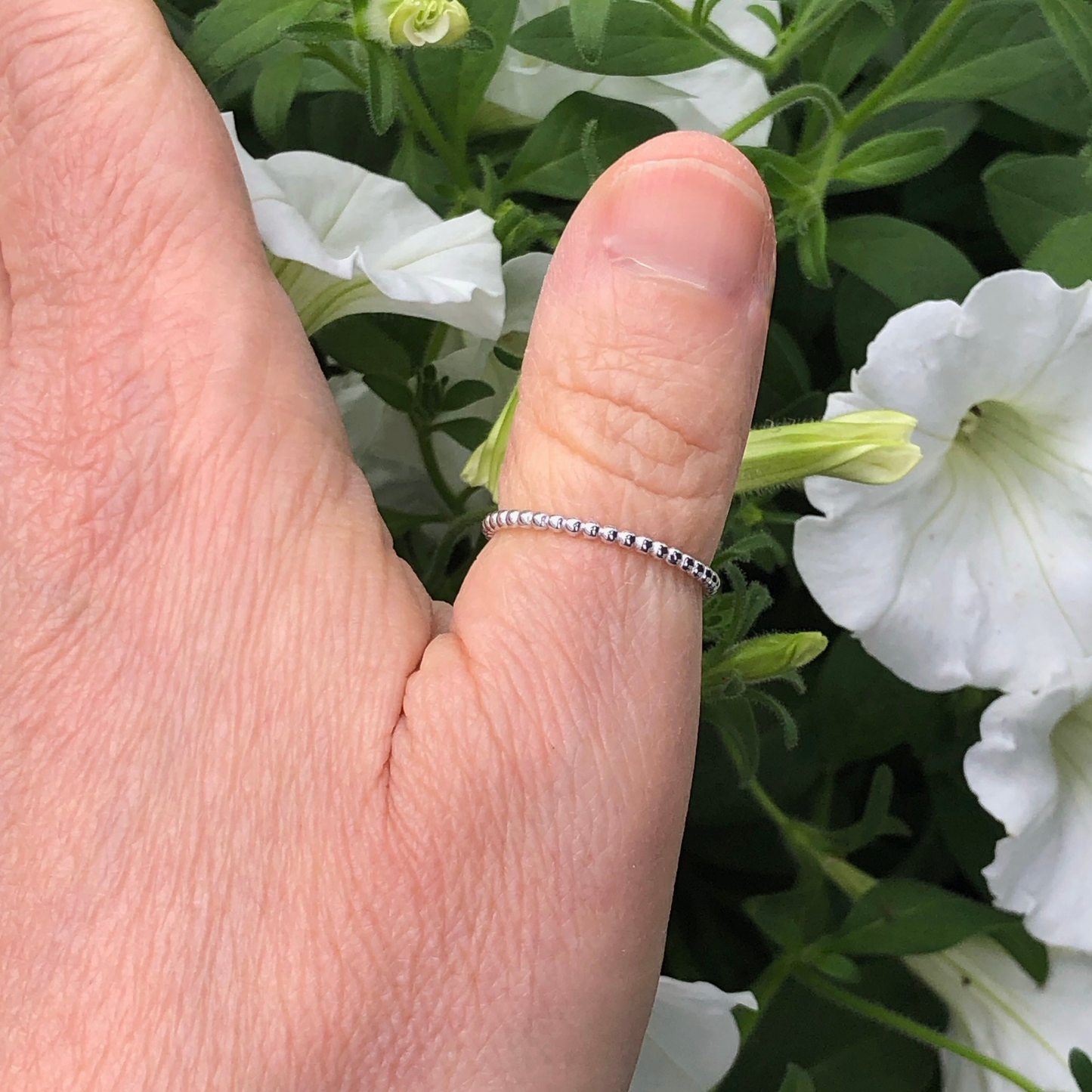 Tiny Dots High Polished Sterling Silver Band Ring: 7