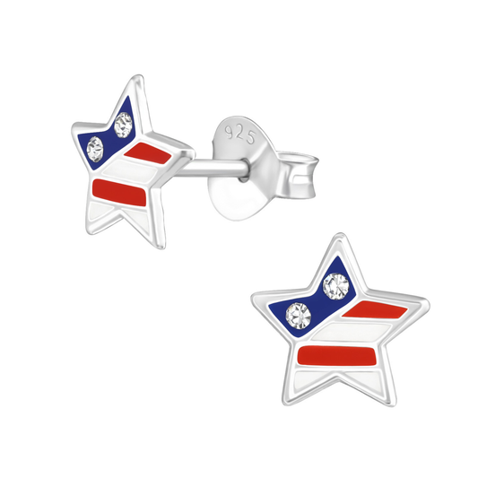E-191 Patriotic Star Earrings