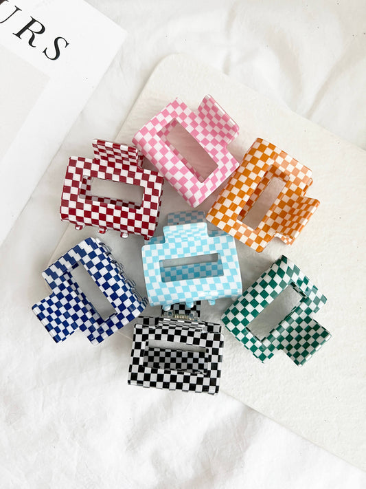 2" Chess Checkered Clips - CAMILA CHESS: PINK CHESS