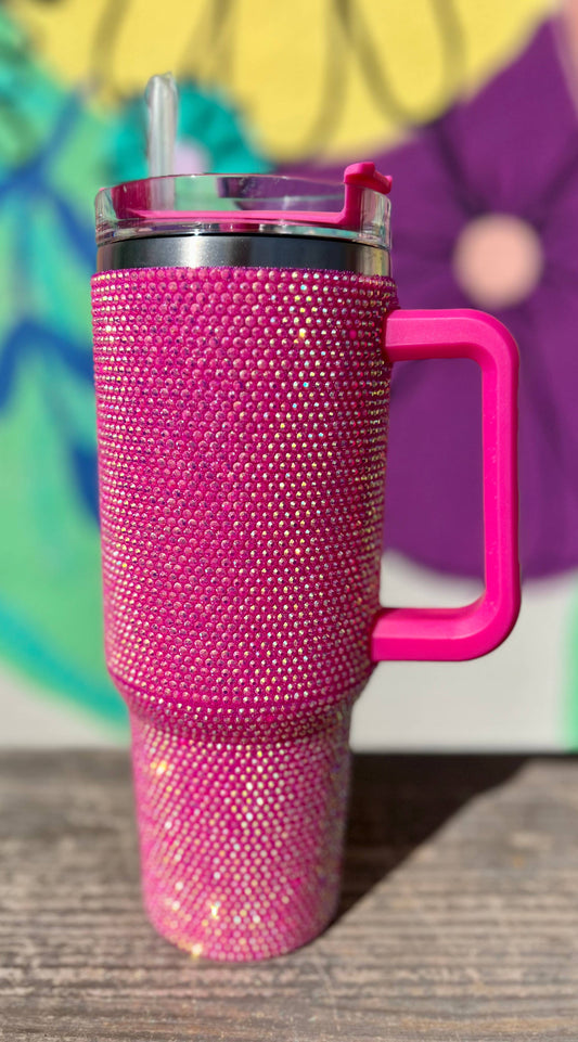 Rhinestone 40oz Tumblers: Pink