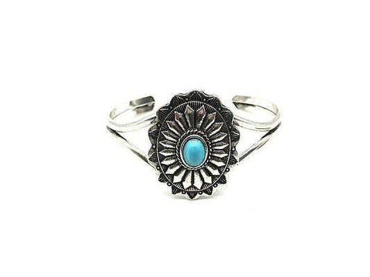 Western Turquoise Concho Brass Cuff Bracelet
