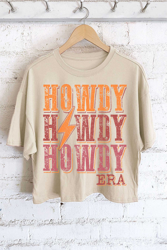 WESTERN HOWDY ERA GRAPHIC LONG CROP TOP: Dusty mint