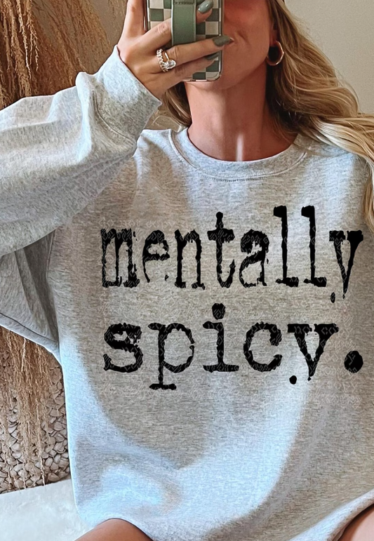 Mentally Spicy T-Shirt or Crew Sweatshirt: Ash Grey / 2XL / Crew Sweatshirt