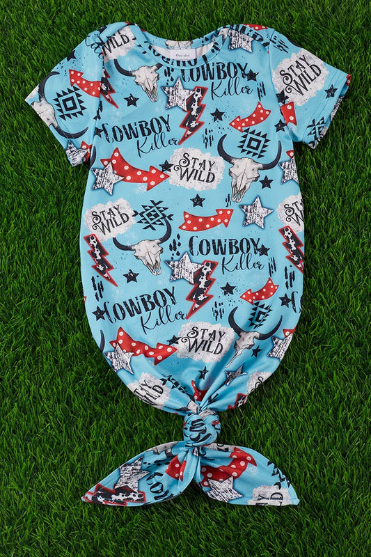 COWBOY KILLER" PRINTED BABY GOWN. PJB25153007 S