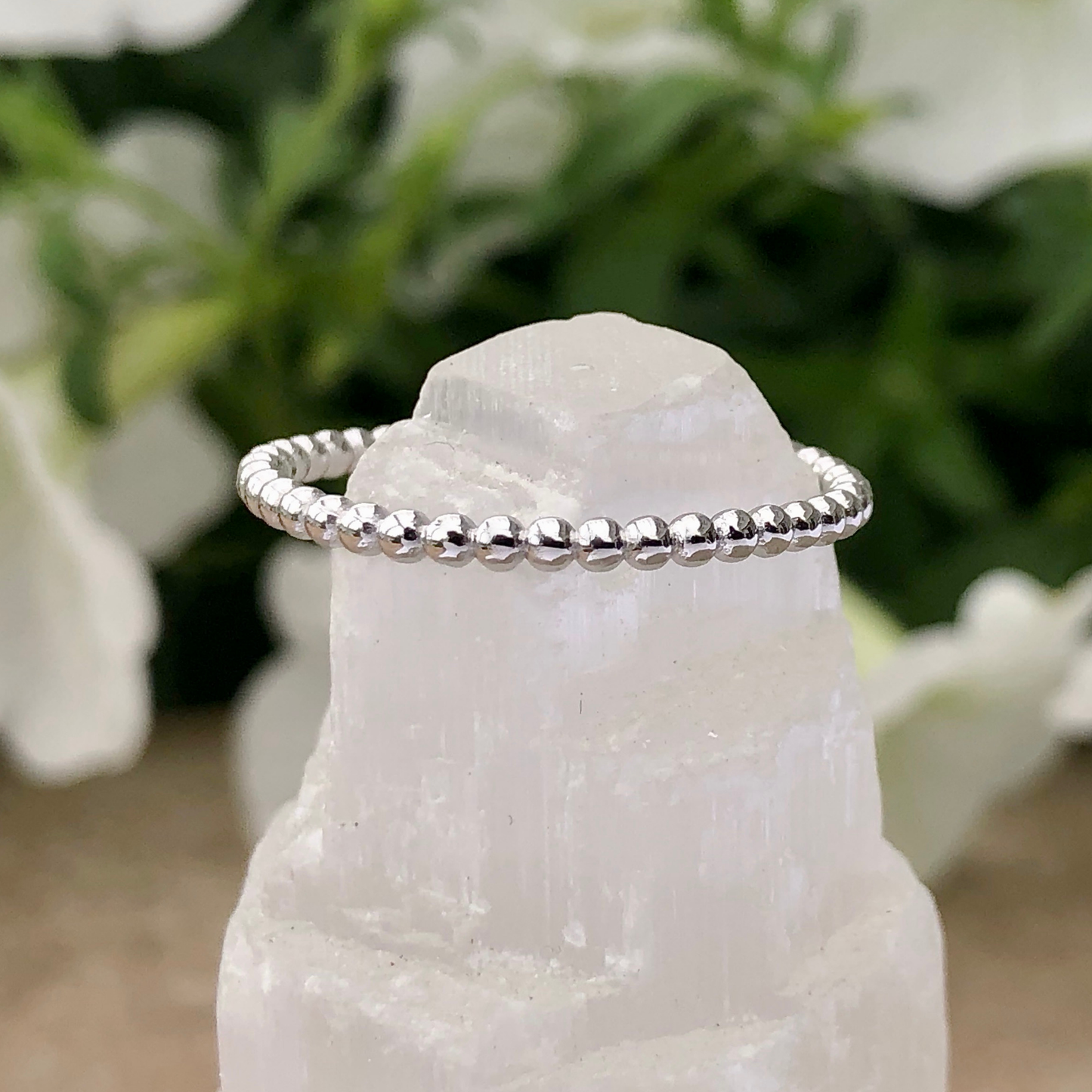 Tiny Dots High Polished Sterling Silver Band Ring: 7