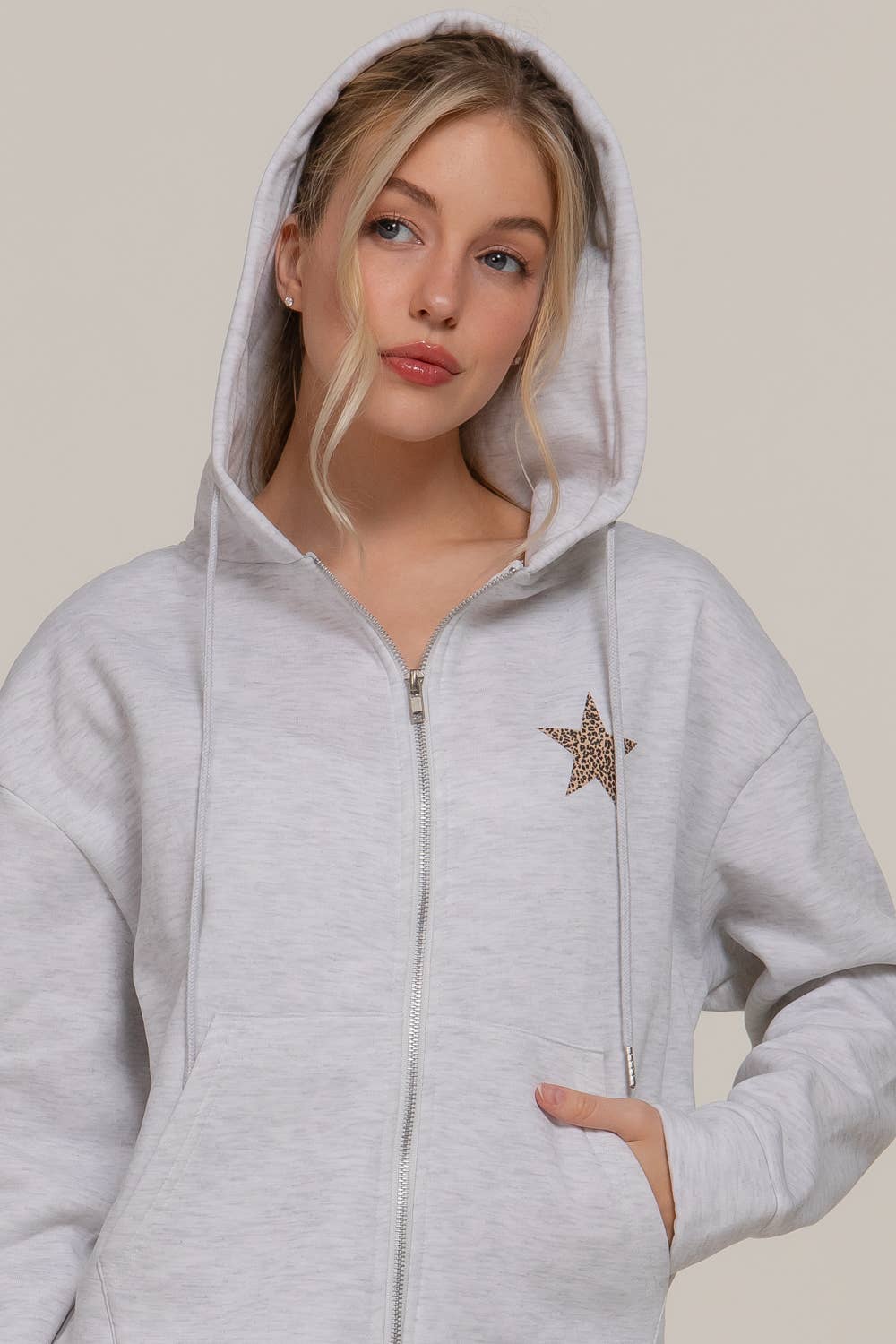 Long Sleeve Front & back Print Zip-Up Hoodie Jacket: BLU-dark blue / S