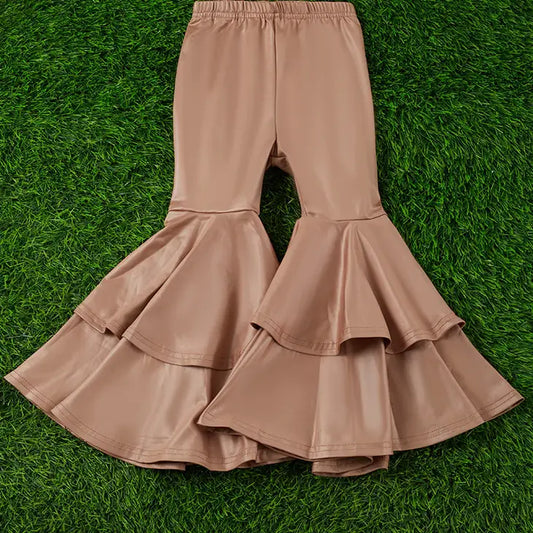 Tan Faux Leather Bell Bottoms-Toddler