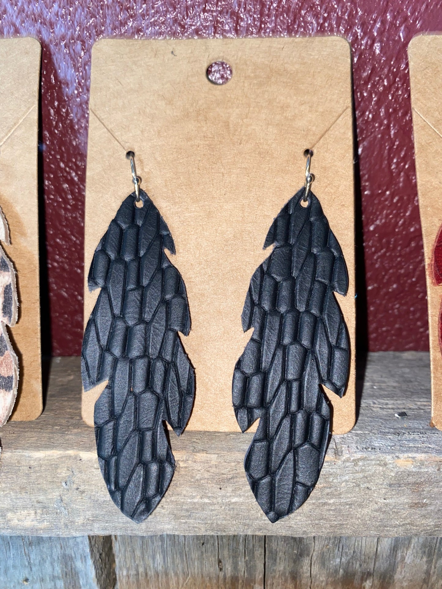 2.75” Leaf Leather Earrings