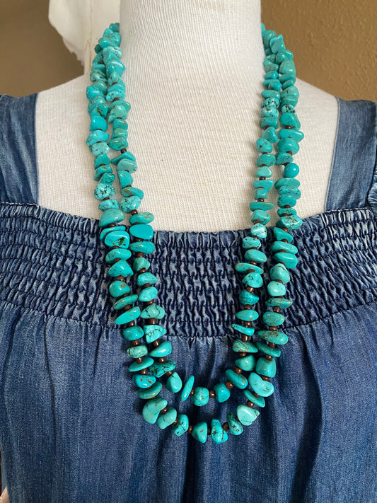 Long Turquoise Chunky Rock Necklace