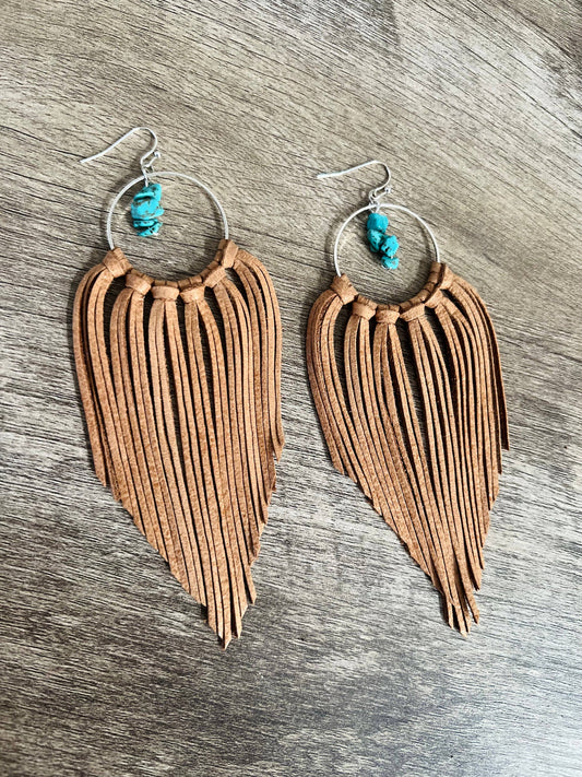 Avon Fringe Hoops Earrings | Camel